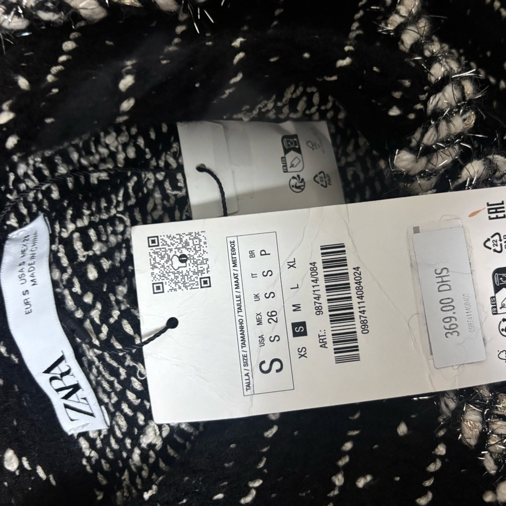 Zara Black Tweed Style Combination Knit Jacket - Picture 8 of 9